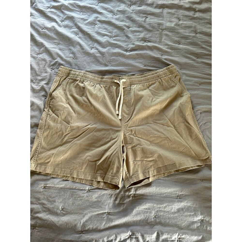 Lands End Mens Khaki Size 2xl 46-48 Shorts Chino Pull On Tie Pocket Stretch
